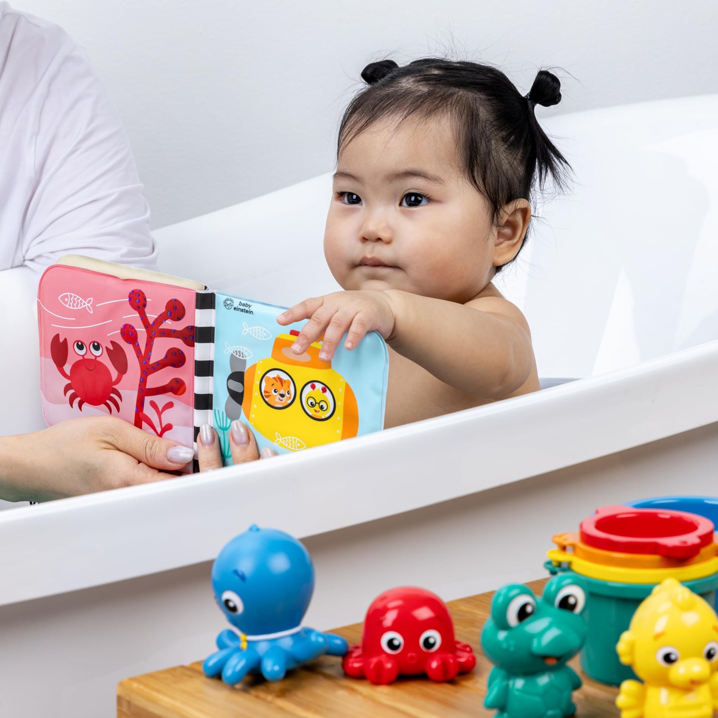 Baby Einstein Ocean Explorers Opus Bath Pals 11-Piece Gift Set, Waterproof Bath Book, Bath Cups, Animal Shape Bath Toys for Baby