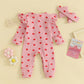 Ayalinggo Valentines Baby Girl Outfit Bowknot Heart Footie Romper Long Sleeve Onesie Newborn Christmas Clothes (Love Heart, 6-12