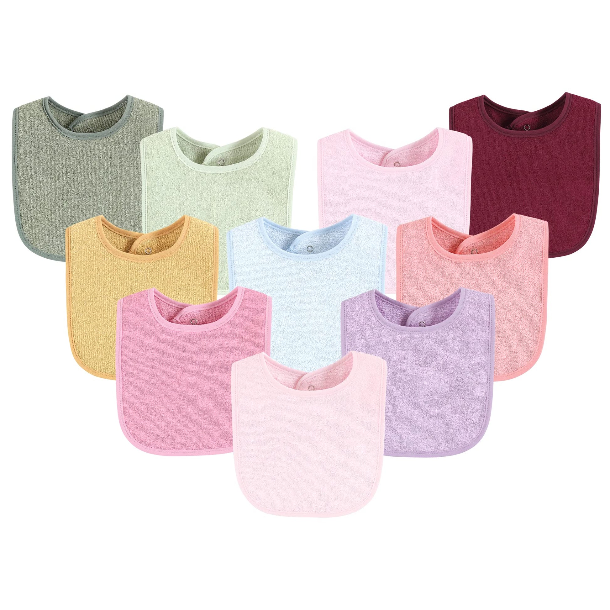 Hudson Baby Unisex Baby Drooler Bib With Waterproof Lining, Pink Yellow, One Size