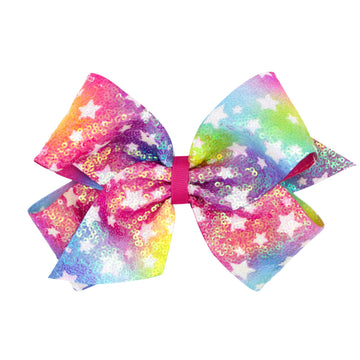 Wee Ones Girls Ombre Star-Printed Sequin Hair Bow, Star, King