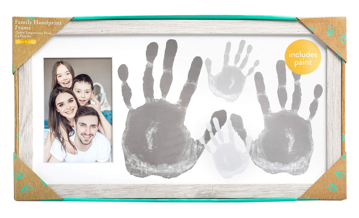 Kate & Milo DIY Family Photo Frame and Paint Kit - Craft Keepsake for Parents, Rustic Farmhouse Home Decor, Gray