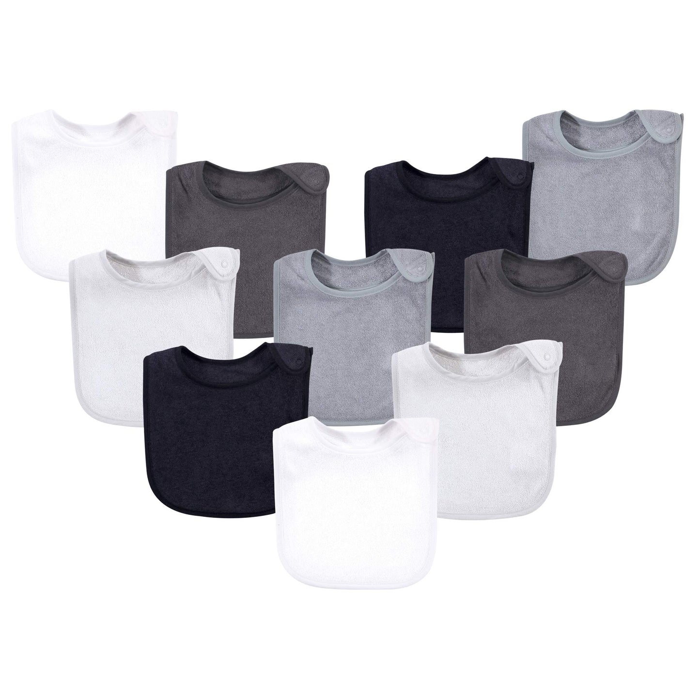Hudson Baby Unisex Baby Rayon From Bamboo Terry Bibs, Black White, One Size