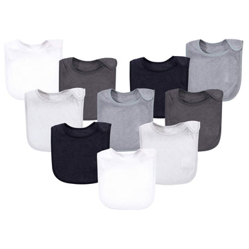 Hudson Baby Unisex Baby Rayon From Bamboo Terry Bibs, Black White, One Size