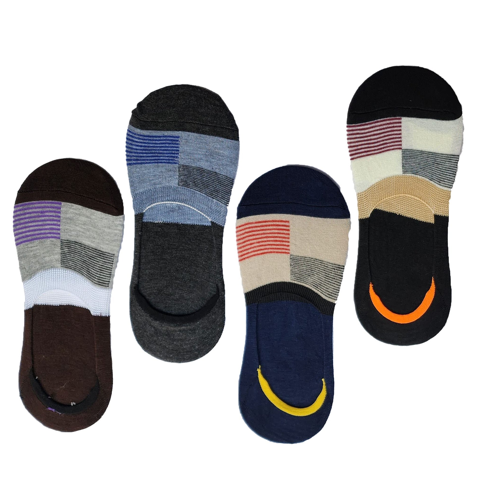 Queery Men Cotton No Show Invisible Loafer Socks Pack Of 4 D8