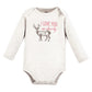 Touched By Nature Unisex Baby Organic Cotton Long-Sleeve Bodysuits, Girl Woodland, 9-12 Months