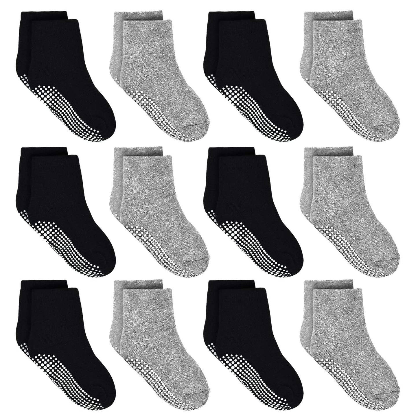 Tphon Toddler Socks, Kids Grip Socks 12 Pairs Non Slip Boys Sock For 5-7 Years Infants Baby Children