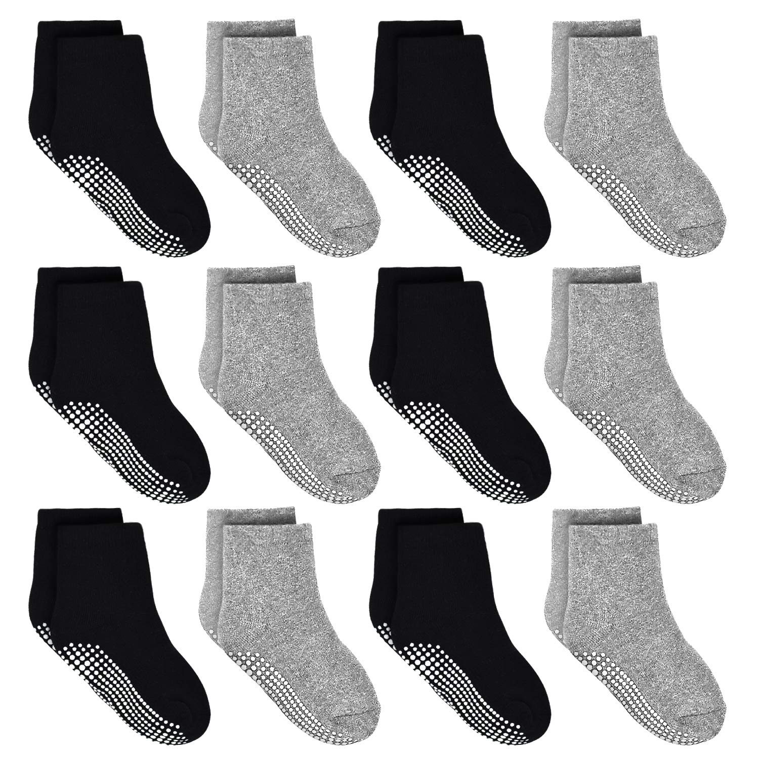 Tphon Toddler Socks, Kids Grip Socks 12 Pairs Non Slip Boys Sock For 5-7 Years Infants Baby Children