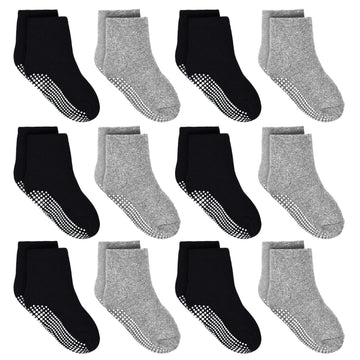 Tphon Toddler Socks, Kids Grip Socks 12 Pairs Non Slip Boys Sock For 5-7 Years Infants Baby Children