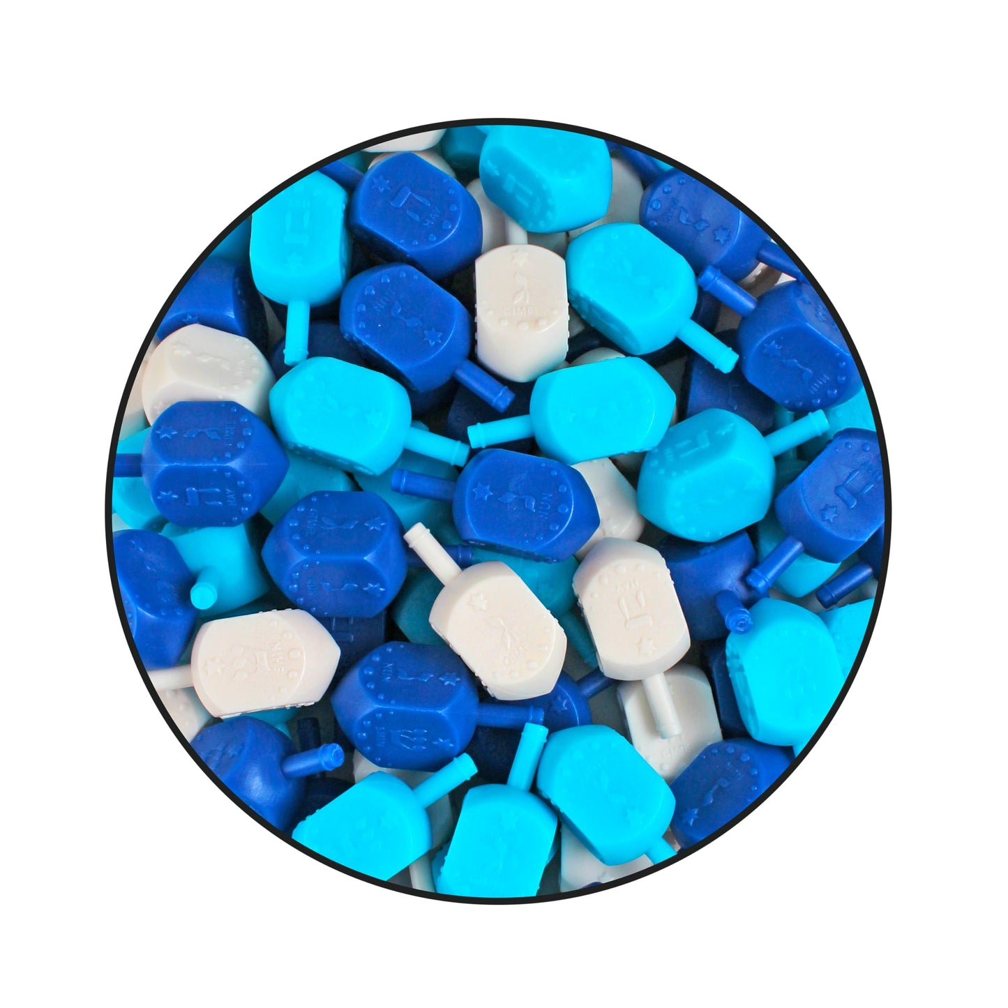Zion Judaica Hanukkah Dreidels Multi Blue, White Medium Size Dridels Bulk Plastic Drydlech Hebrew Letters And English Transliter