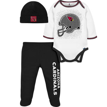 Gerber Nfl Baby Boys' 3Pc Bodysuit, Footed Pant, & Cap Set, Arizona Cardinals, 0-3 Months