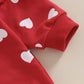 Engofs Newborn Baby Girl Valentines Day Outfit Hearts Sweatshirt Romper Headband Fall Winter Clothes Red 12-18 Months