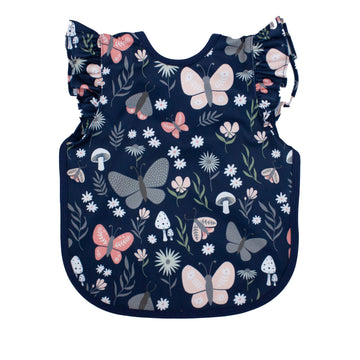 Bapronbaby Flutter Butterfly Garden Bapron - No Neck Tie Safer Bib For Baby & Toddler - Soft Waterproof Stain Resistant - Machin