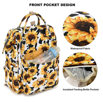 Cow Print Diaper Bag Backpack For Baby Girls Boys, Large Capacity Multifunction Waterproof Maternity Mom Nappy Bags With Strolle