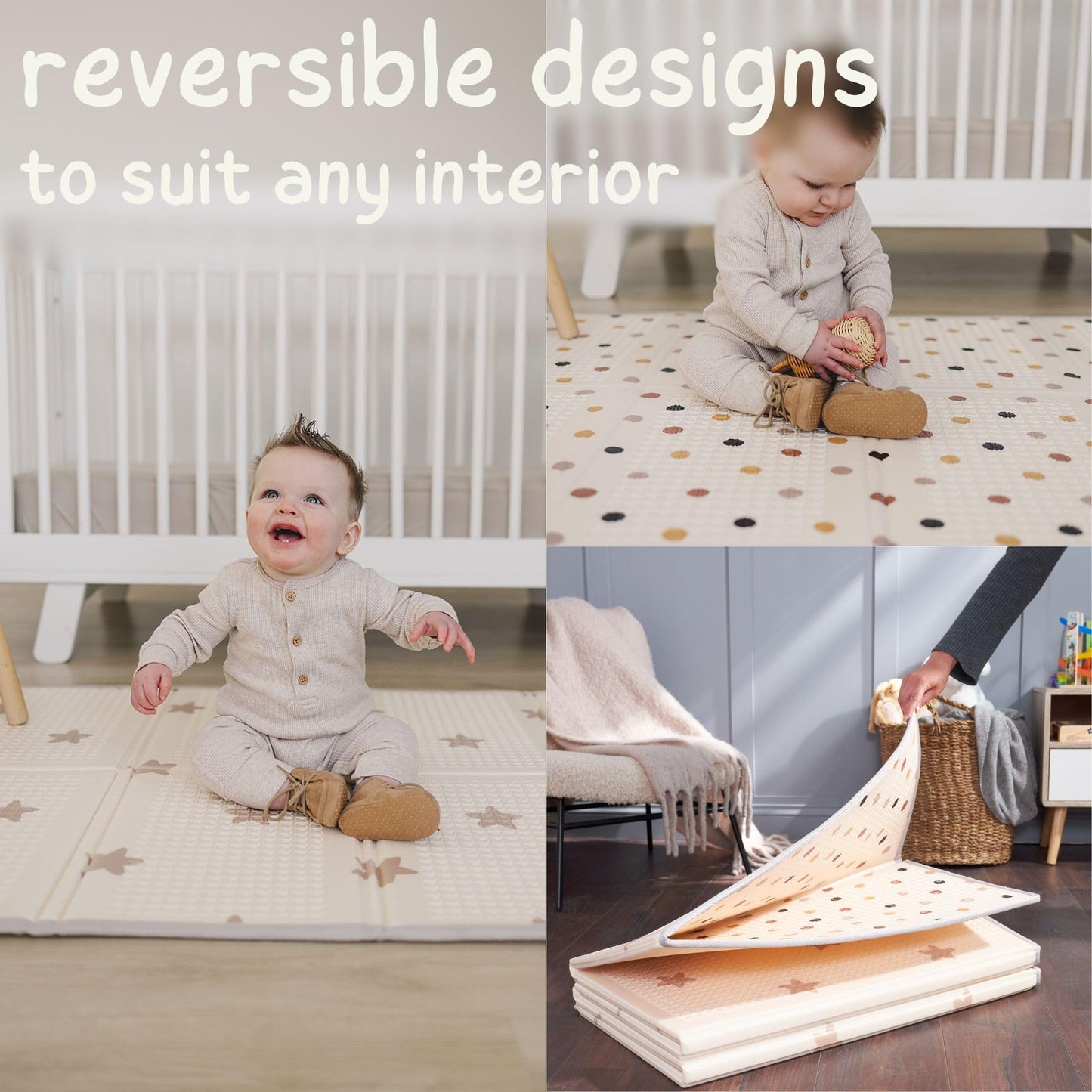Baby Play Mat, Thick Foam Stars Design, Foldable Waterproof Mat For Crawling, Padded (79 X 59 Inches)
