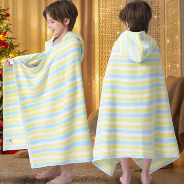 Voova & Movas Toddler Towels For Boys - 100% Cotton (3-10Years) - Quick Dry Absorbent Lightweigh Hooded Wrap Towel For Pool | Sw