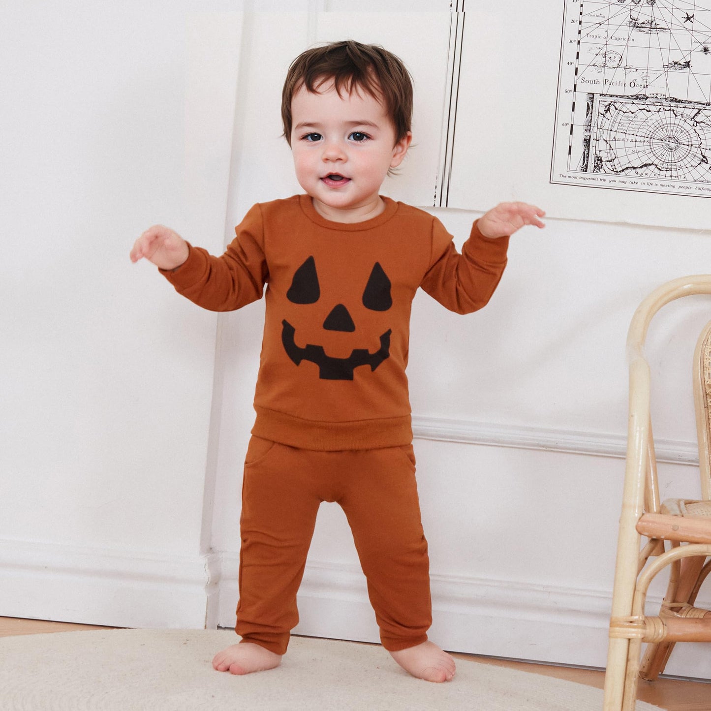 Liomengzi Infant Baby Boy Halloween Pants Outfits Long Sleeve Shirts Pumpkin Sweatshirt Pants Infant Boys Fall Winter Clothes Se