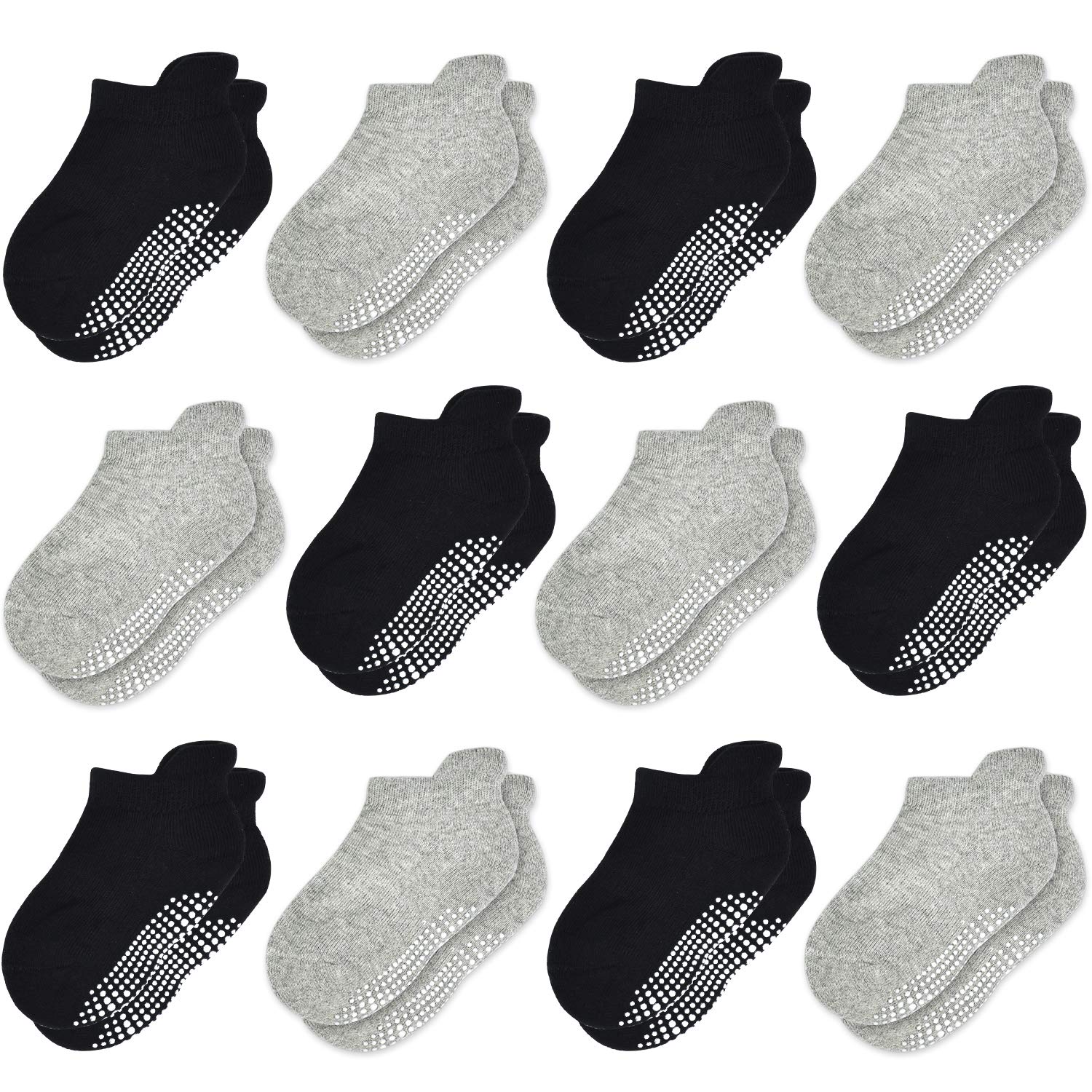 Tphon Non Slip Toddler Socks 12 Pairs Infant Baby Kids Grip Socks For Boy Girls Anti Skid Ankle Socks For 1-3 Year Children