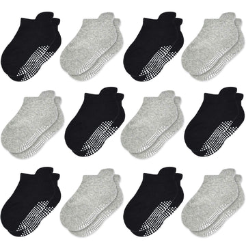 Tphon Non Slip Toddler Socks 12 Pairs Infant Baby Kids Grip Socks For Boy Girls Anti Skid Ankle Socks For 1-3 Year Children