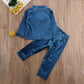 Toddler Baby Kids Satin Pajamas Set, Long Sleeve Button-Down Sleepwear Pjs For Girls (3T, Navy Blue)