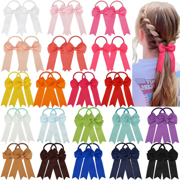 Yxiang Ponytail Bow Hair Ties With Bows, 40 Pack - Includes 20 Colors - Soft & Light Weight - Classic Bow Pattern - Perfect For