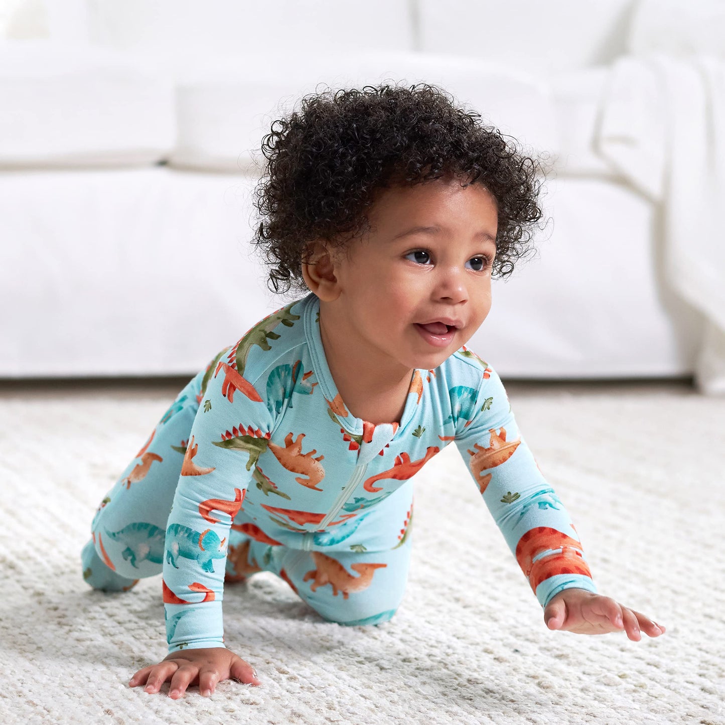 Gerber Unisex Baby Toddler Buttery Soft Snug Fit Footed Pajamas With Viscose Made From Eucalyptus, Dino, 6-9 Months