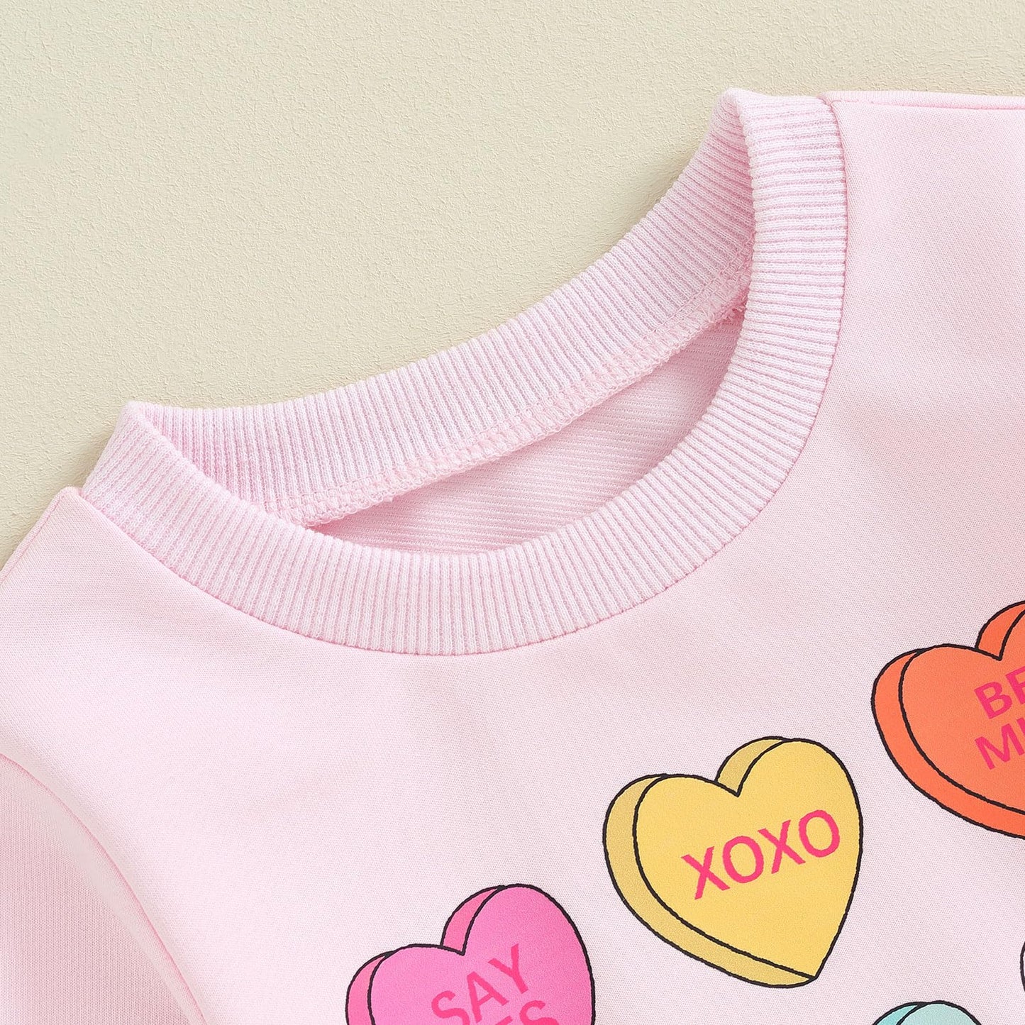 Dcohmch Toddler Girl Valentine'S Day Outfit Pullovers Heart Letter Print Shirt Sweatshirt Valentine Baby Girls Clothes (Light Pi