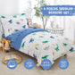 Djy Cotton Toddler Bedding Set, Blue Dinosaur Toddler Comforter Set For Boys Girls, 4 Pieces Soft Toddler Bed Set Includes Quilt