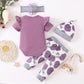 Renotemy Infant Girl Clothes Newborn Outfits Short Sleeve Romper Pants Set 0-3 Months Baby Girl Clothes Outfit Sets Purples