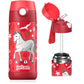 Jarlson Kids Water Bottle With Straw - Charli - Insulated Stainless Steel Water Bottle - Thermos - Girlsboys (Horse Star, 12 Oz)