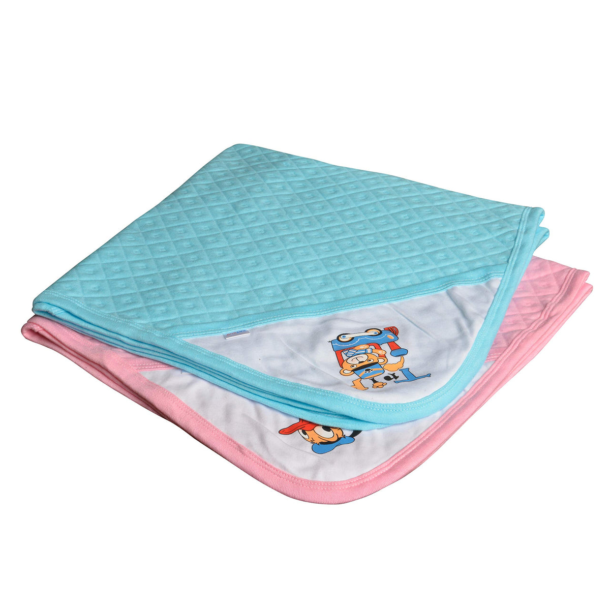 CATCUB Ultra Soft Cotton Baby Hooded Towel Combo  Pack of 2 (Blue & Pink)