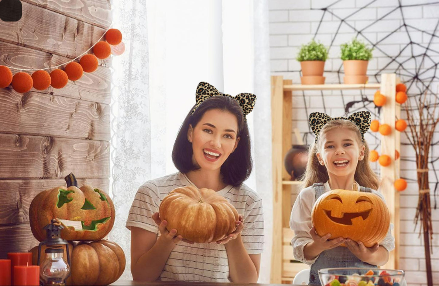 Zoonai Cute Cat Ears Headband Halloween Christmas Cosplay Party Costume Hair Accessory For Girls (Leopard)