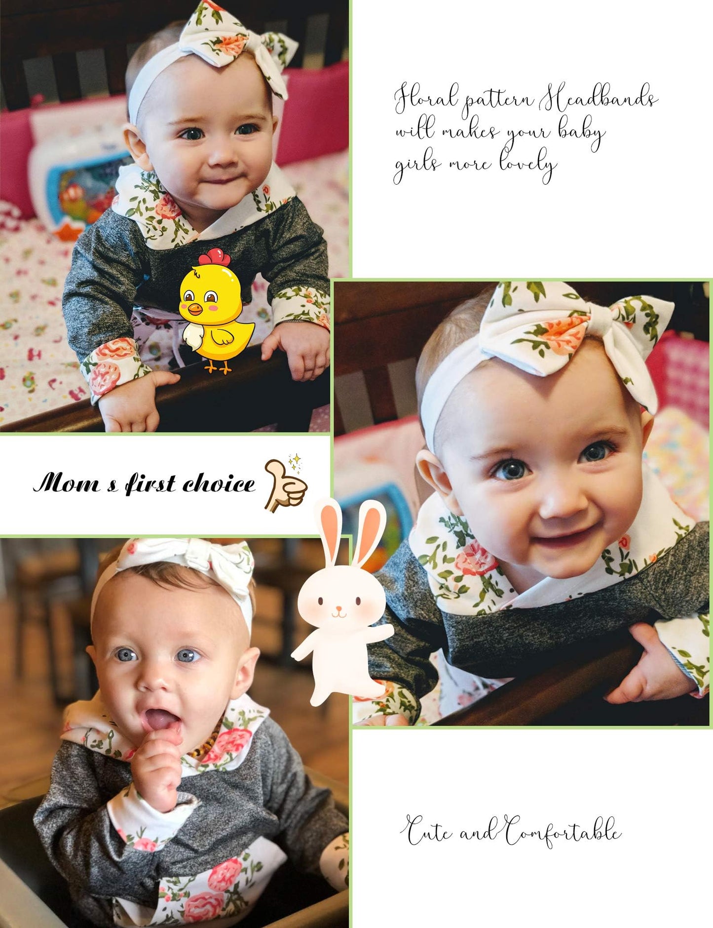 Oklady Newborn Baby Girl Clothes Long Sleeve Flowers Hoodie Tops Infant Baby Girl Pants Outfits (A-Grey, 0-6 Months)