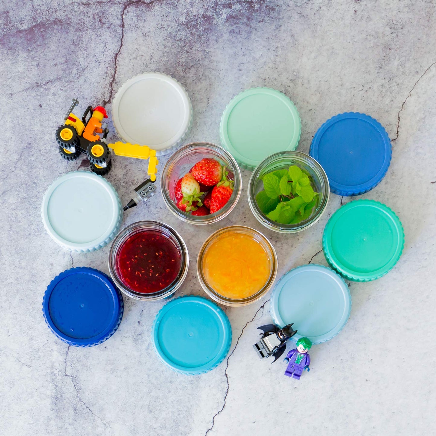 Youngever Glass Baby Food Storage, 6 Ounce Baby Food Glass Containers With Airtight Lids, Glass Jars With Lids (8 Coastal Colors