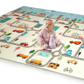 Luvlap Cityscape Double Sided Water Proof Baby Floor Mat, Multicolor, Reversible Floor Mats For Kids, Baby Mats For Floor, Crawl