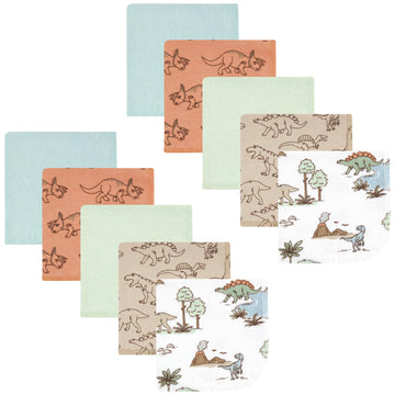 Hudson Baby Unisex Baby Flannel Washcloths, Dinosaur Adventures 10Pk, One Size