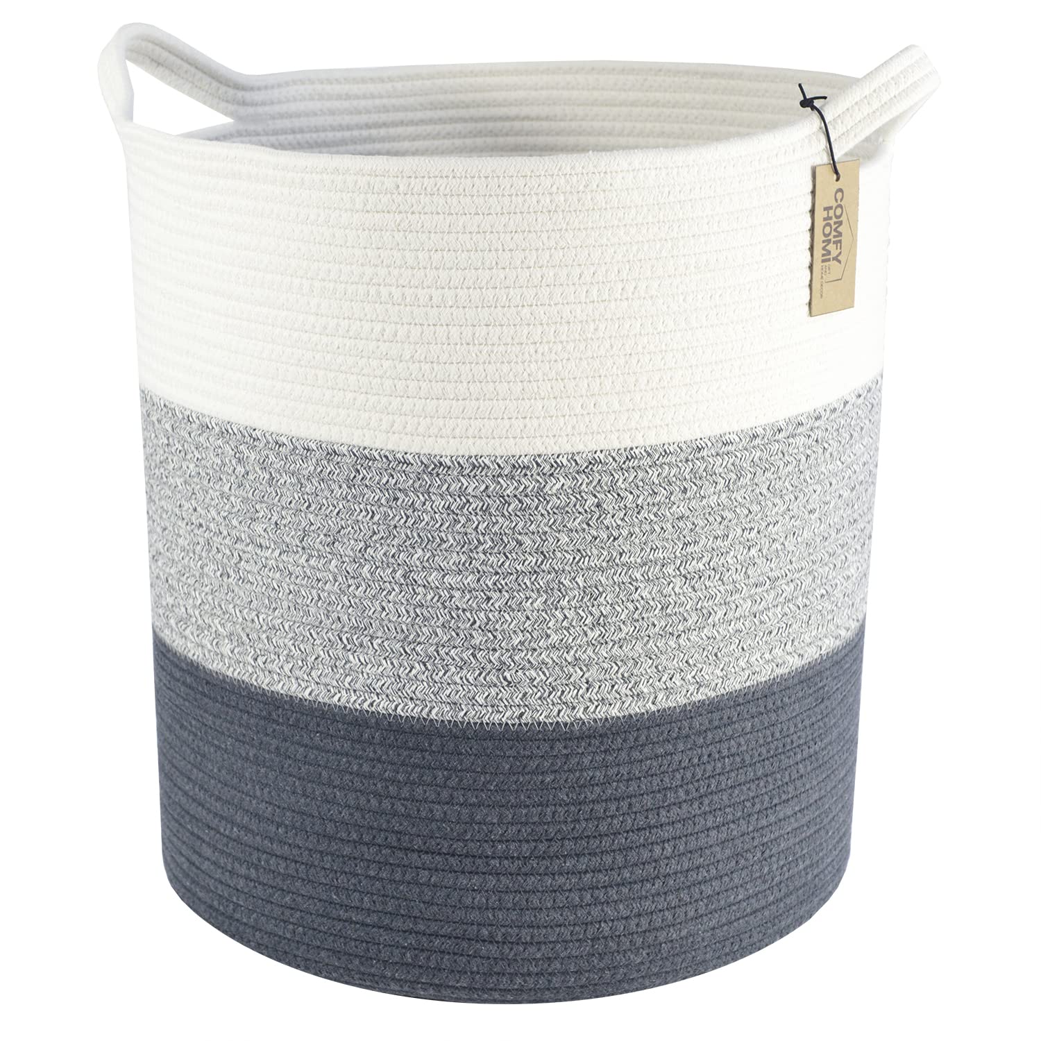 Comfy-Homi Xxl Large Laundry Basket With Handles Blanket Baskets Living Room|Woven Cotton Rope Decorative Basket Laundry Hamper