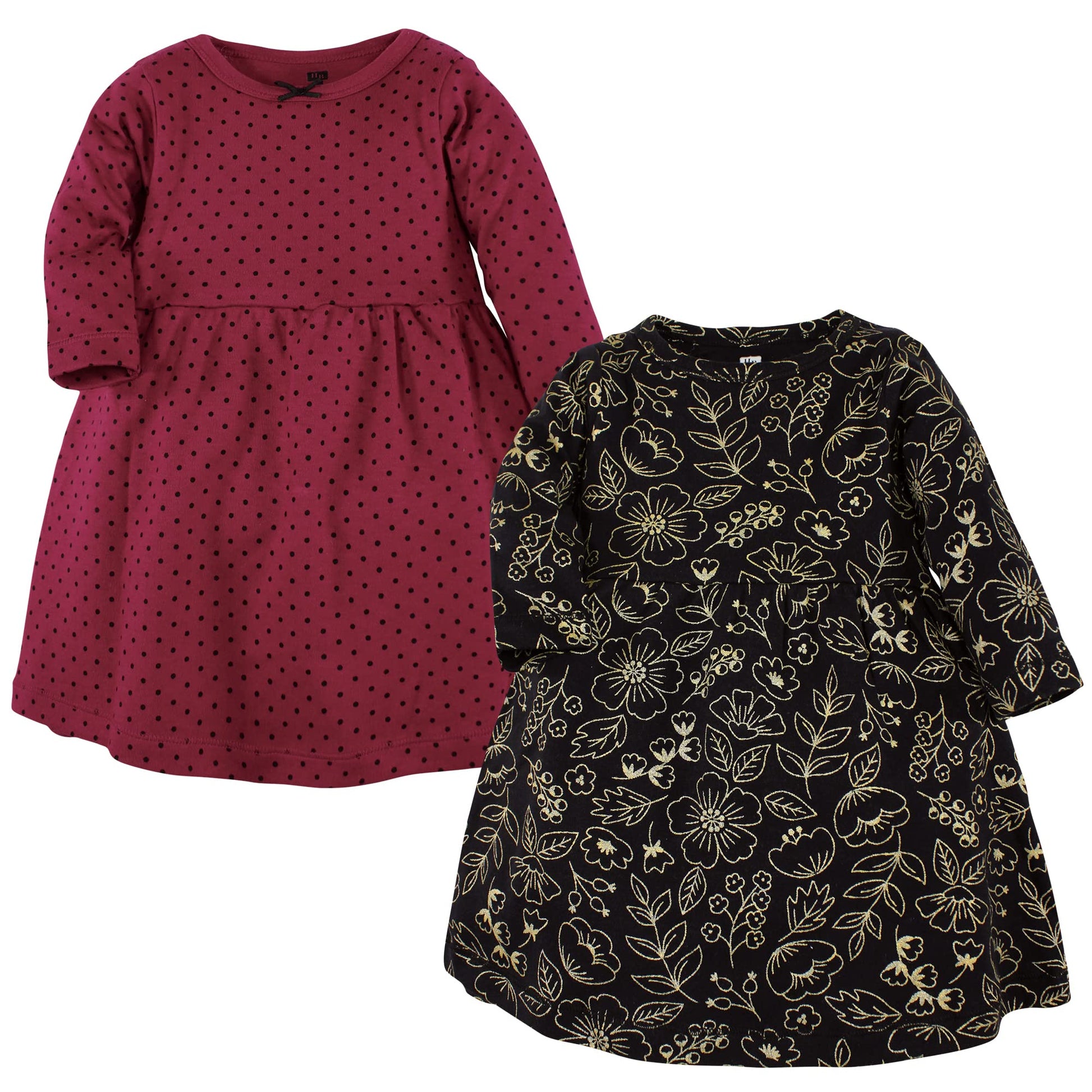 Hudson Baby Infant And Toddler Girl Cotton Dresses, Gold Botanical, 9-12 Months