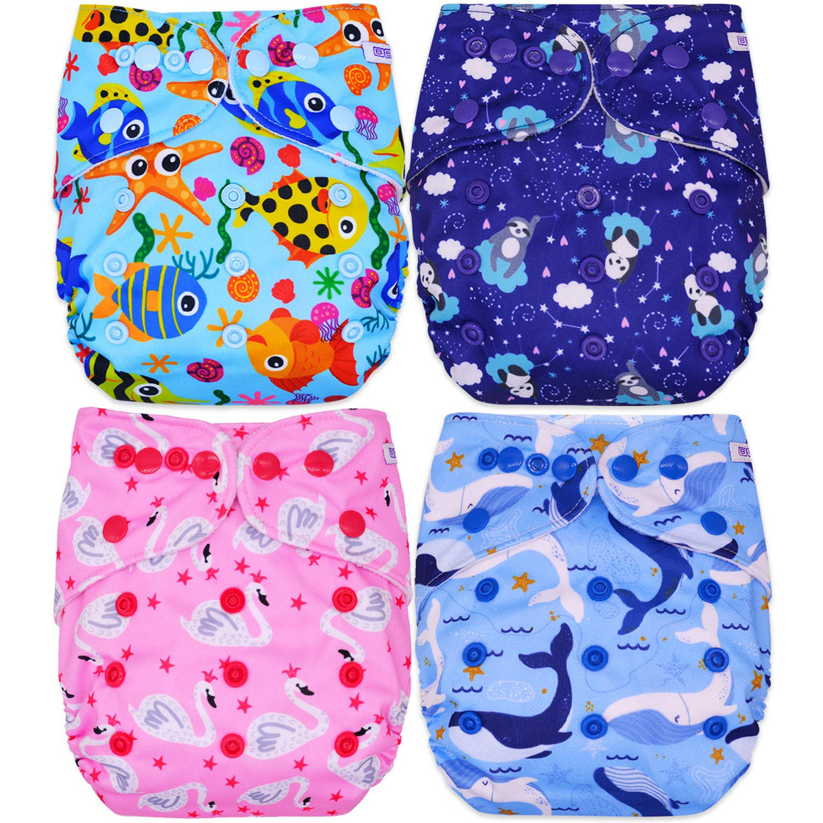 Bembika Baby Pocket Cloth Diapers Without Inserts, Reusable Cloth Diapers Washable Fitted Diapers One Size Adjustable Reusable N