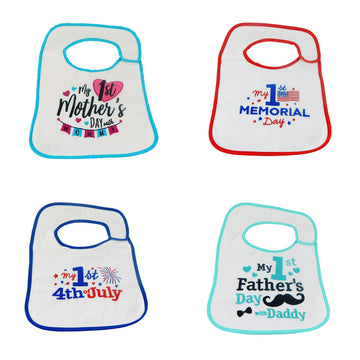 Hello Baby Wonder Baby'S First Mother'S Day, Memorial Day, Father'S Day, July 4Th Bib Set - 4Pk