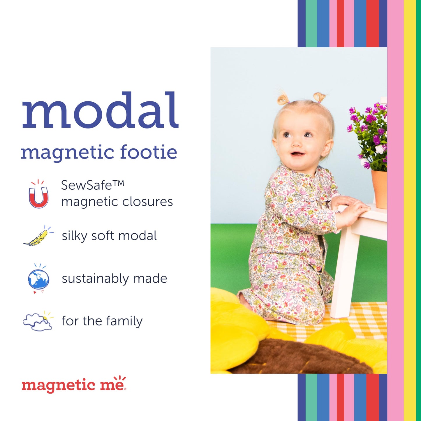 Magnificent Baby Baby Magnetic Modal Footie My Little Garden 3-6 Months
