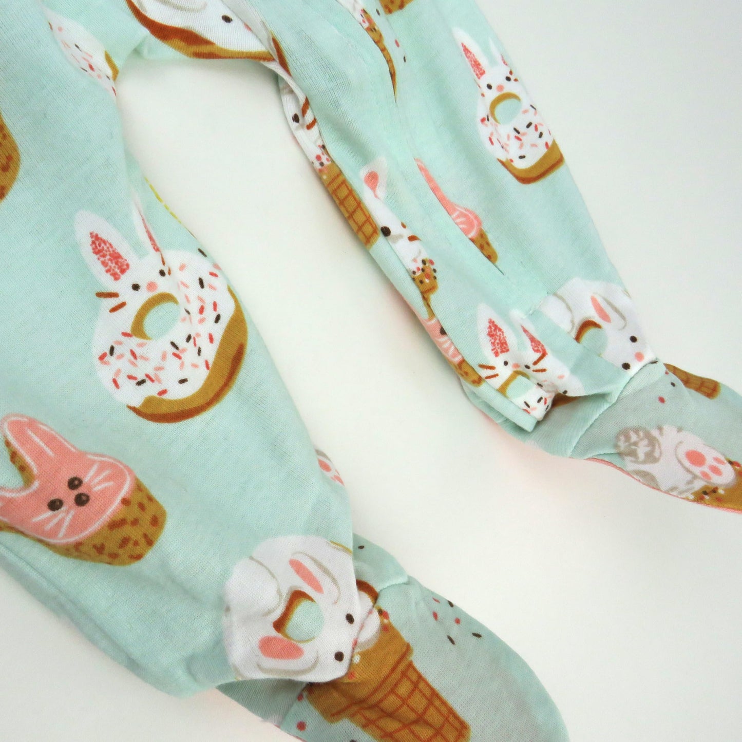 Honestbaby Baby Celebration Sleep & Play Footed One-Piece Pajama Sleeper 100% Organic Cotton, Bakery Bunnies