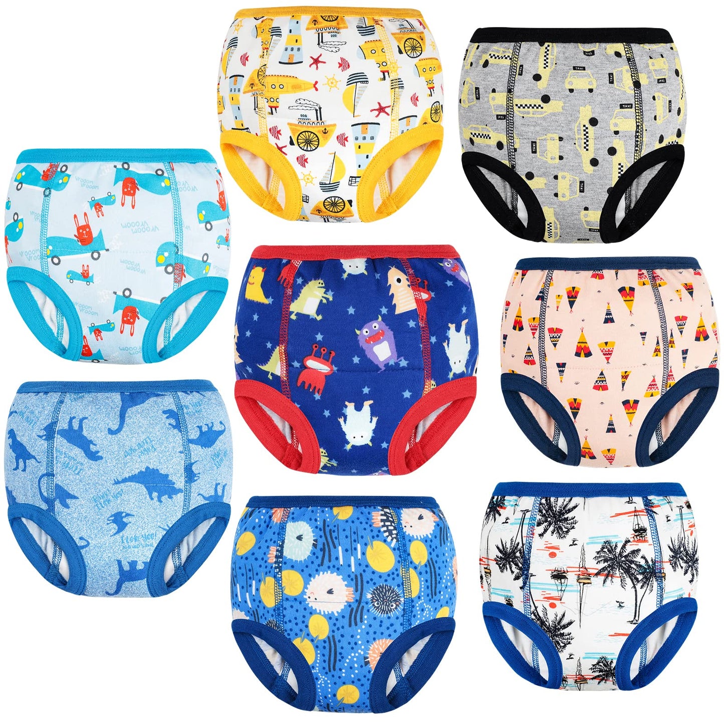 Moomoo Baby Training Underwear For Boys And Girls Absorbent Toddler Training Pants Cotton Washable And Reusable 2T-7T 8 Packs