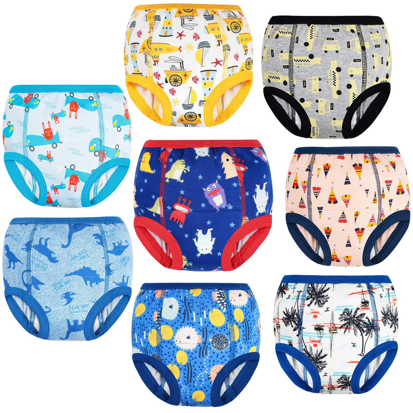 Moomoo Baby Training Underwear For Boys And Girls Absorbent Toddler Training Pants Cotton Washable And Reusable 2T-7T 8 Packs