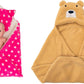 CTMKIDS Baby Wrap with Cushion Cap for Kids 74x84 cm  Pink & Baby Hooded Cum Wrap Blanket for Kids 92x66 cm  Camel