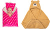 CTMKIDS Baby Wrap with Cushion Cap for Kids 74x84 cm  Pink & Baby Hooded Cum Wrap Blanket for Kids 92x66 cm  Camel