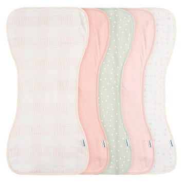 Gerber Baby Unisex Burp Cloths 5-Pack, Pink, Size 10.5' X 21'