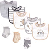 Hudson Baby Unisex Baby Cotton Bib And Sock Set, Modern Safari Animals, One Size