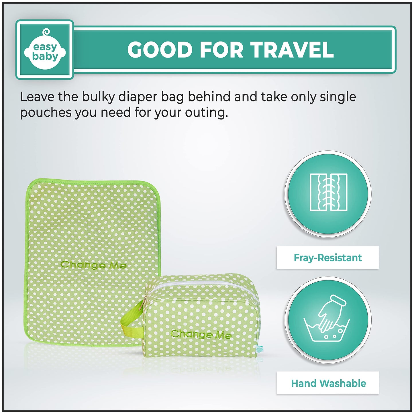 Easy Baby - Diaper, Bottle, And Supplies - Organizer Pouches And Changing Pad - Change, Feed, Dress, And Clean Me (8 Pack Laguna