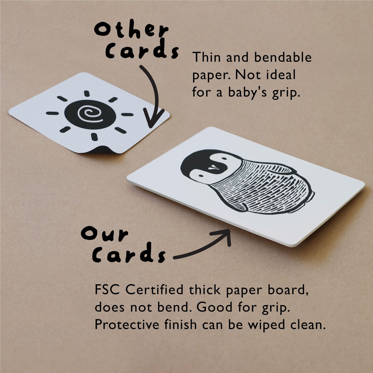 Wee Gallery Black and White Art Flash Cards for Babies, High Contrast Educational Animal Picture Cards, Baby Visual Stimulation,