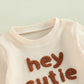 Toddler Baby Girl Boy Fall Winter Waffle Outfit Set Letter Printed Long Sleeve Sweatshirt Tops + Pants (Apricot, 3-6 Months)